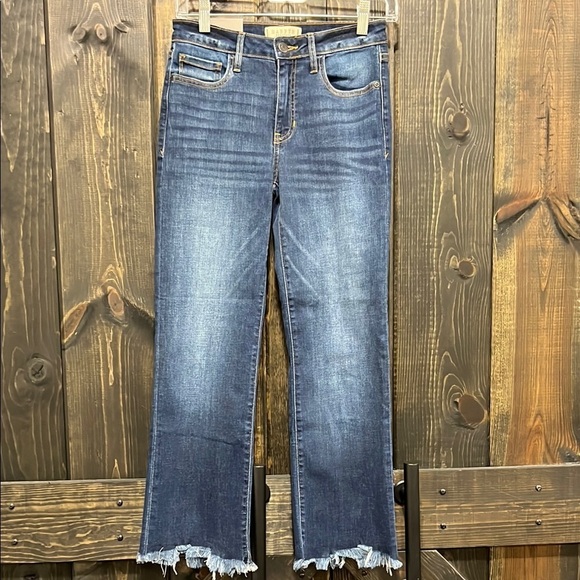 NWT Harper Heritage Fray Hem Kick Crop Jeans 26 Stretch Mid Rise Boho Denim - Picture 1 of 9